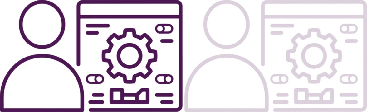People Profiles Gear Website Screen Vector Icon Set for User Settings and Team Management