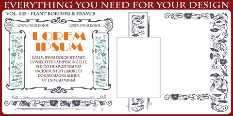Fototapeta premium Premium Luxury Floral Frames and Vintage Botanical Borders