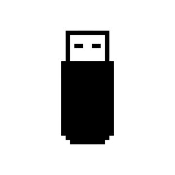 Vertical USB stick pixel art icon for hardware design.