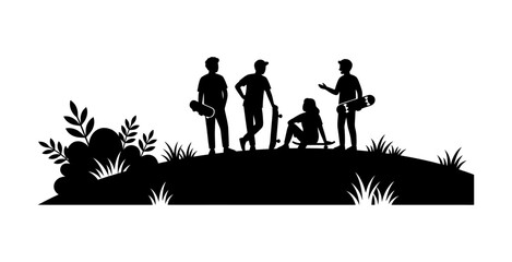 Skateboarder Silhouette Vector Illustration © Gacor