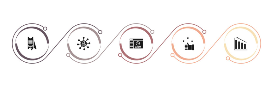 filled marketing icons set - eticket, affiliate, crm, appreciation. editable vector for web and mobile ui