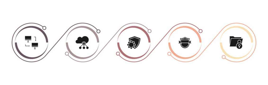 filled internet security icons set - local network, computing cloud, cyber security, gdpr shield. editable vector for web and mobile ui