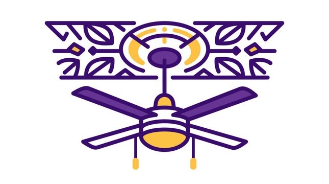 Decorative Ceiling Fan with Ornate Light Fixture and Leaf Motifs