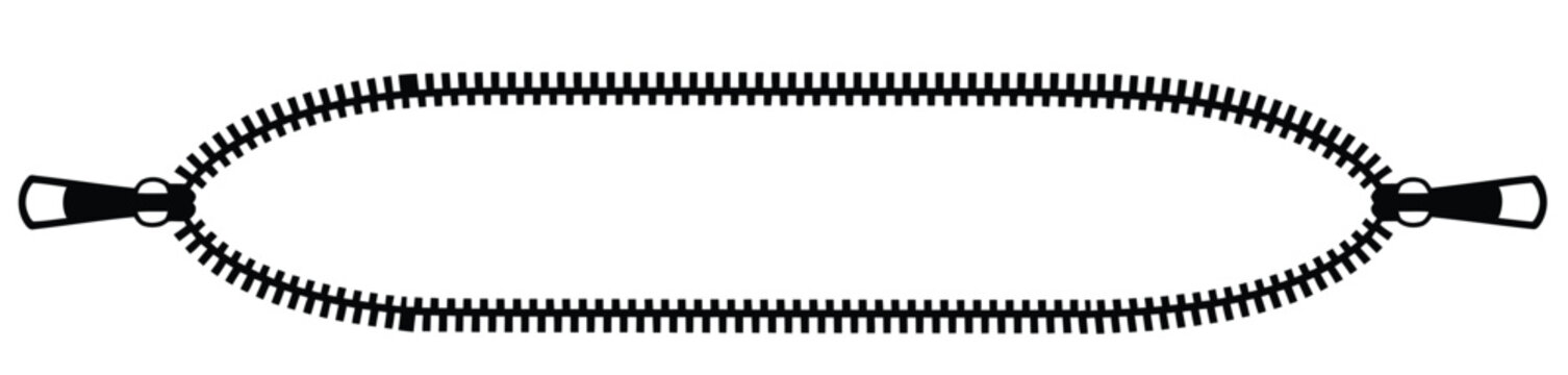Zipper Lock and Unlock Icon Set vector. Fastener, closing clasp, open and closed zipper symbols for clothing, fashion, tailoring, apparel, and user interface design.