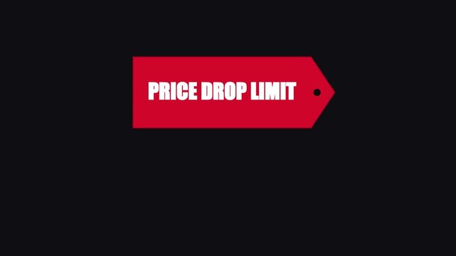 Price drop limit red tag animation for retail sales and e-commerce marketing 4k discount