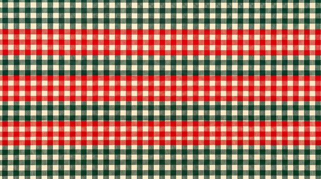 Seamless red and green checkered fabric pattern for festive holiday textile design and background texture