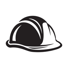 Fototapeta premium Hard hat vector icon with minimalist black and white design for construction safety and industrial labor protection