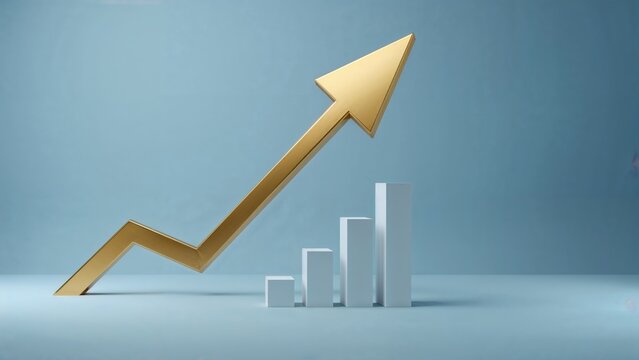 Number 8962 with an upward trending arrow and bar graph representing growth or progress.
