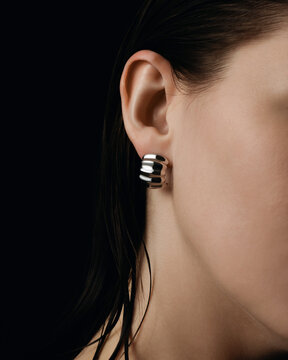  Close-Up of Neck and Ear with Wet Hair and Minimalist Earring