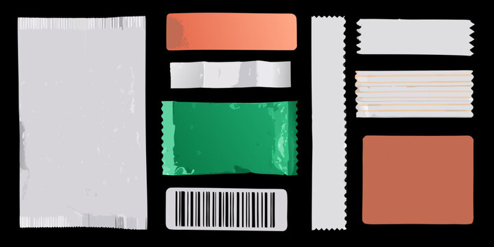 paper strips and shapes mixed media collage on transparent background rectangles stripes barcode