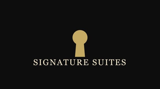 Signature suites gold keyhole animation for luxury hotel branding and real estate marketing 4k