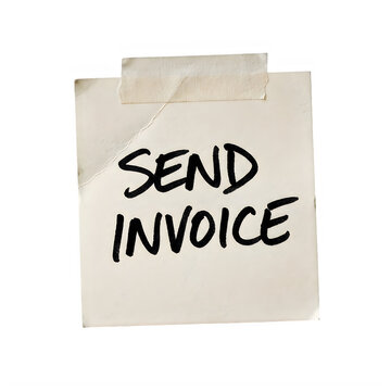 Handwritten send invoice text on paper