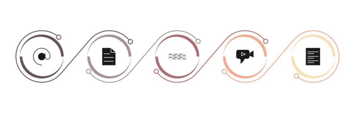 filled communication icons set - arroba, pager, morse code, video chat. editable vector for web and mobile ui