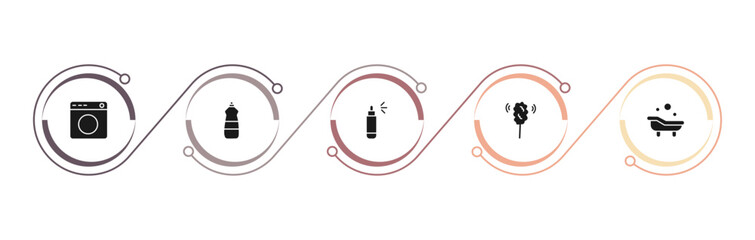 Obraz premium filled cleaning icons set - laundry, dishwashing detergent, spray, duster. editable vector for web and mobile ui