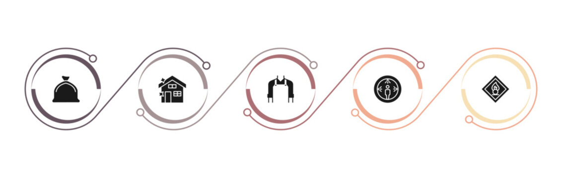 filled cleaning icons set - trash bag, cleaning house, cleaner, sterilization. editable vector for web and mobile ui
