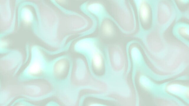 Abstract liquid glass flowing iridescent background with soft, smooth, organic wavy patterns and subtle light reflections, creating a serene and modern seamless loop animation.