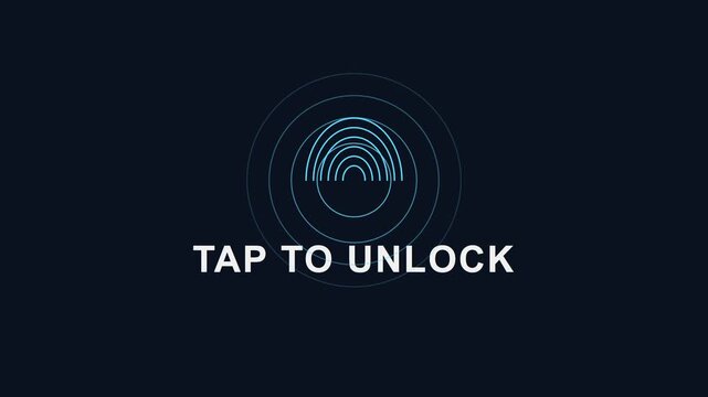 Tap to unlock fingerprint biometric security animation for mobile app interface and digital authentication systems 4k