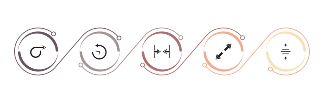 filled arrows icons set - right circling arrow, reload time, horizontal merge, diagonal. editable vector for web and mobile ui