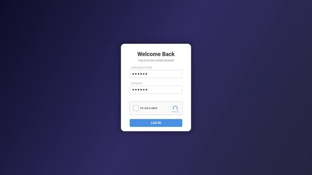 Modern Login Authentication Interface with Captcha Verification