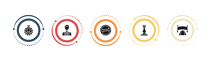 filled startup stategy and icons set - strategy management, ceo, exchanging, rook. editable vector for web and mobile ui © IconArt