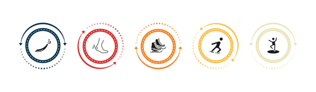filled sports icons set - saber, ankle, ice skates, ice skating. editable vector for web and mobile ui
