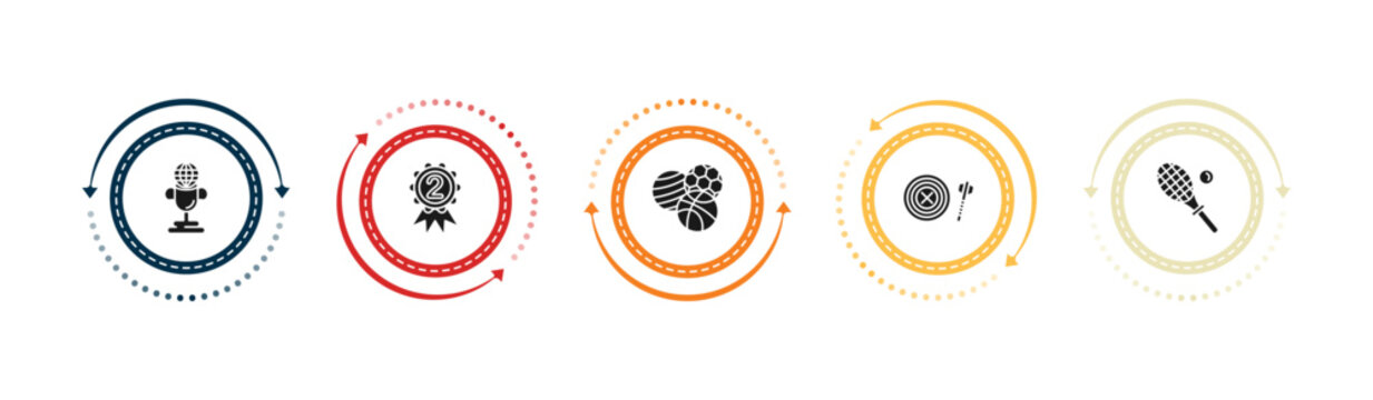 filled sports icons set - world cup, second prize, balls, dartboard with dart. editable vector for web and mobile ui
