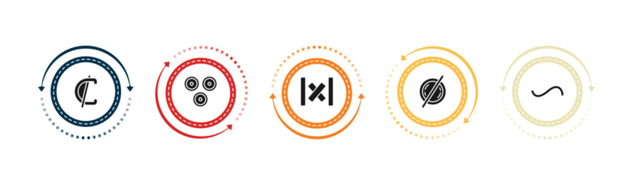 filled signs icons set - is not a sub, therefore, absolute, empty. editable vector for web and mobile ui