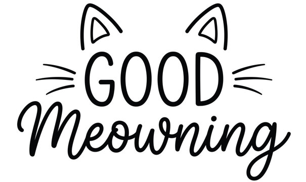 Good morning greeting with cat ears illustration