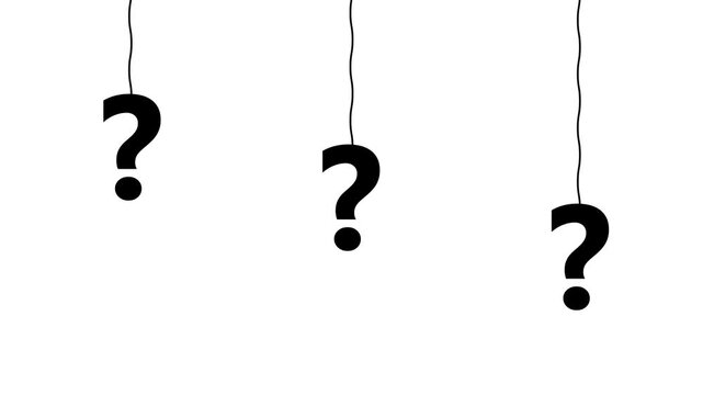 Sustainable Three question mark hanging icon animation. Animated graphic elements for educational videos quizzes. 4k.
