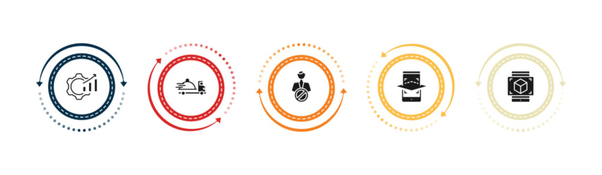 filled general icons set - business performance, food delivery, impeachment, ar platform. editable vector for web and mobile ui