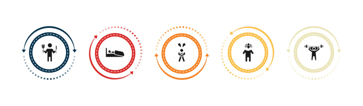 filled feelings icons set - hungry human, sleepy human, heartbroken human, horrible editable vector for web and mobile ui
