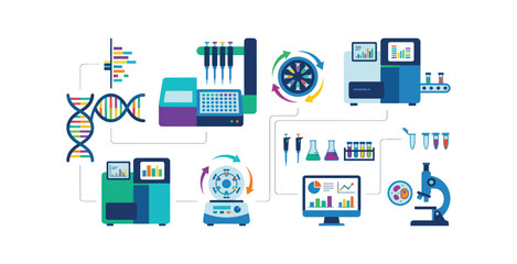 Fototapeta premium Biotechnology Laboratory Workflow Infographic