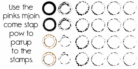 coffee ring stamps with grunge ink effect rings stamp set circular marks texture © Anik