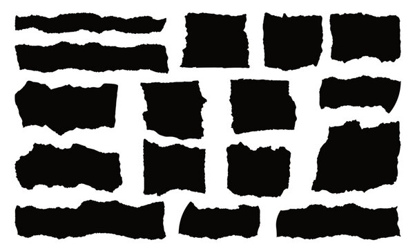 Pieces of paper with ripped torn, jagged edges for a vintage, retro style collage. Torn sheets of paper. vector illustration eps file.