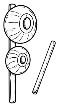 Double Agogo Bell Instrument Hand Drawn Cultural Sketch Illustration