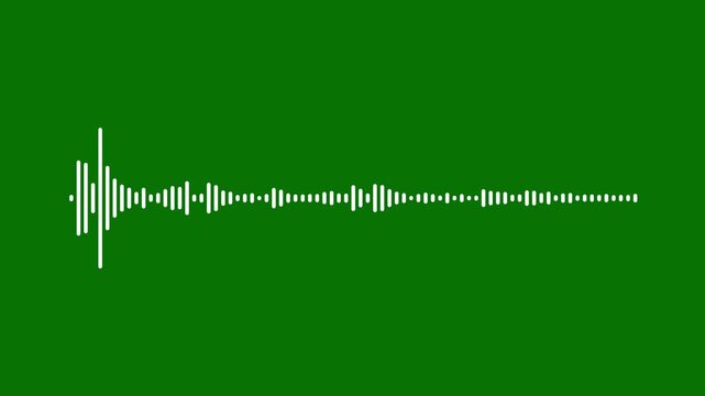 white sound wave spectrum on green background,4k audio animation. podcast audio frequency signal meter, Futuristic sound wave visualization. Abstract music waves oscillation