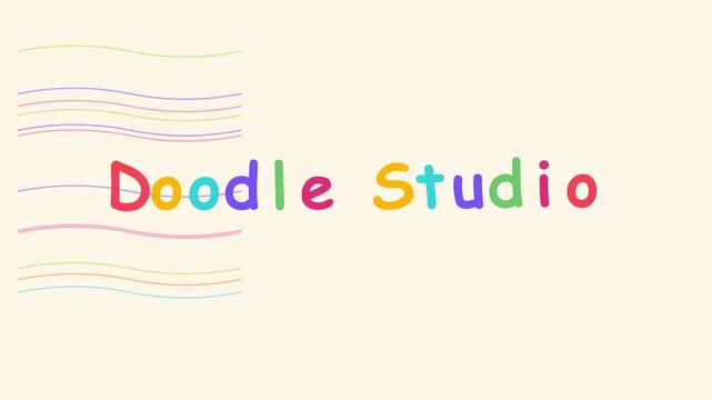 Doodle studio colorful animated text reveal with playful wavy lines animation 4k background, for creative branding, and kids education projects