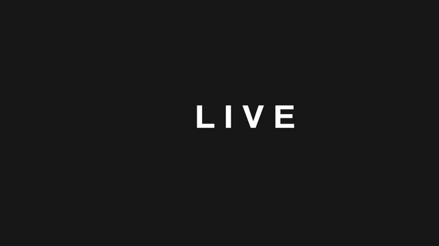 Animated live streaming icon with transparent background. Animation of live button on black background