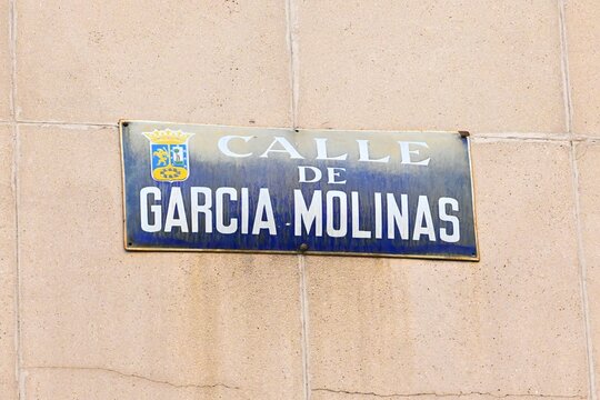 Street sign on Garcia Molinas in Madrid, Spain,
July 25, 2026