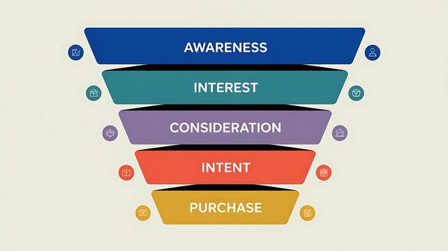 aida model for attention interest desire action infographic concept with marketing funnel pyramid shape for slide presentation with flat icon style