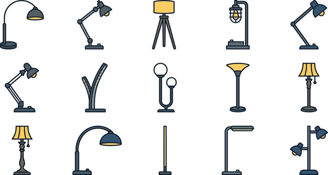 Collection of various desk lamps 3.