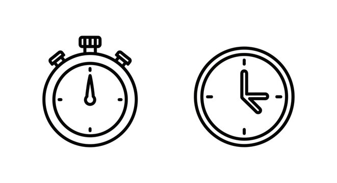 Set of chronometer icons for training timer and session clock with training stopwatch measurement minimalist interface deadline schedule exercise duration countdown management