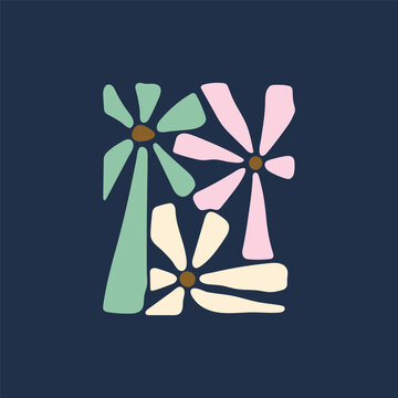 Vintage Floral T-Shirt Design with Hand Drawn Wildflowers and Botanical Elements