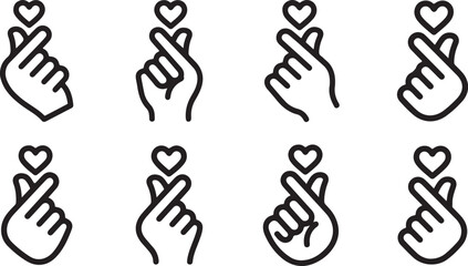 Hand sign language heart gesture vector icons © Torikul