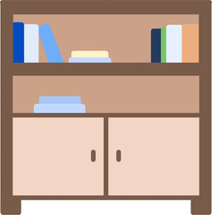 Wooden bookshelf with books and lower storage cabinet, home library furniture © 예주 김