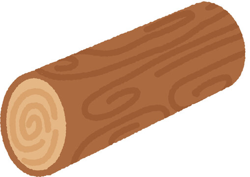 Cut wooden log showing tree rings, wood timber vector illustration