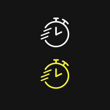 Speed Timer Stopwatch Line Icon. Fast Countdown Clock Vector with Motion Lines Editable Stroke.