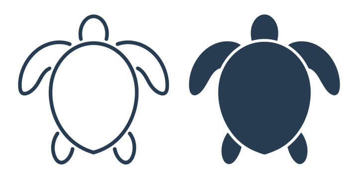 Sea Turtle Icon Set vector. Collection of marine turtle symbols on transparent background for wildlife, ocean conservation, aquatic life, logos, and nature design.
