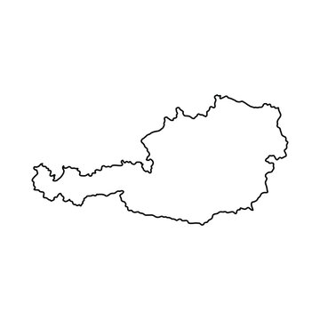 Simple outline map of the borders of austria on a gray background