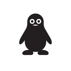 Fototapeta premium Minimalist Black and White Penguin Vector Icon. Cute Stylized Penguin Mascot Isolated on White Background.